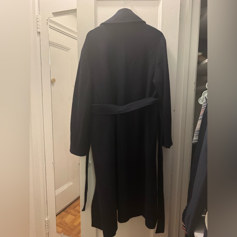 & Other Stories Navy Wrap Belted Pea Coat - Picture 6 of 6